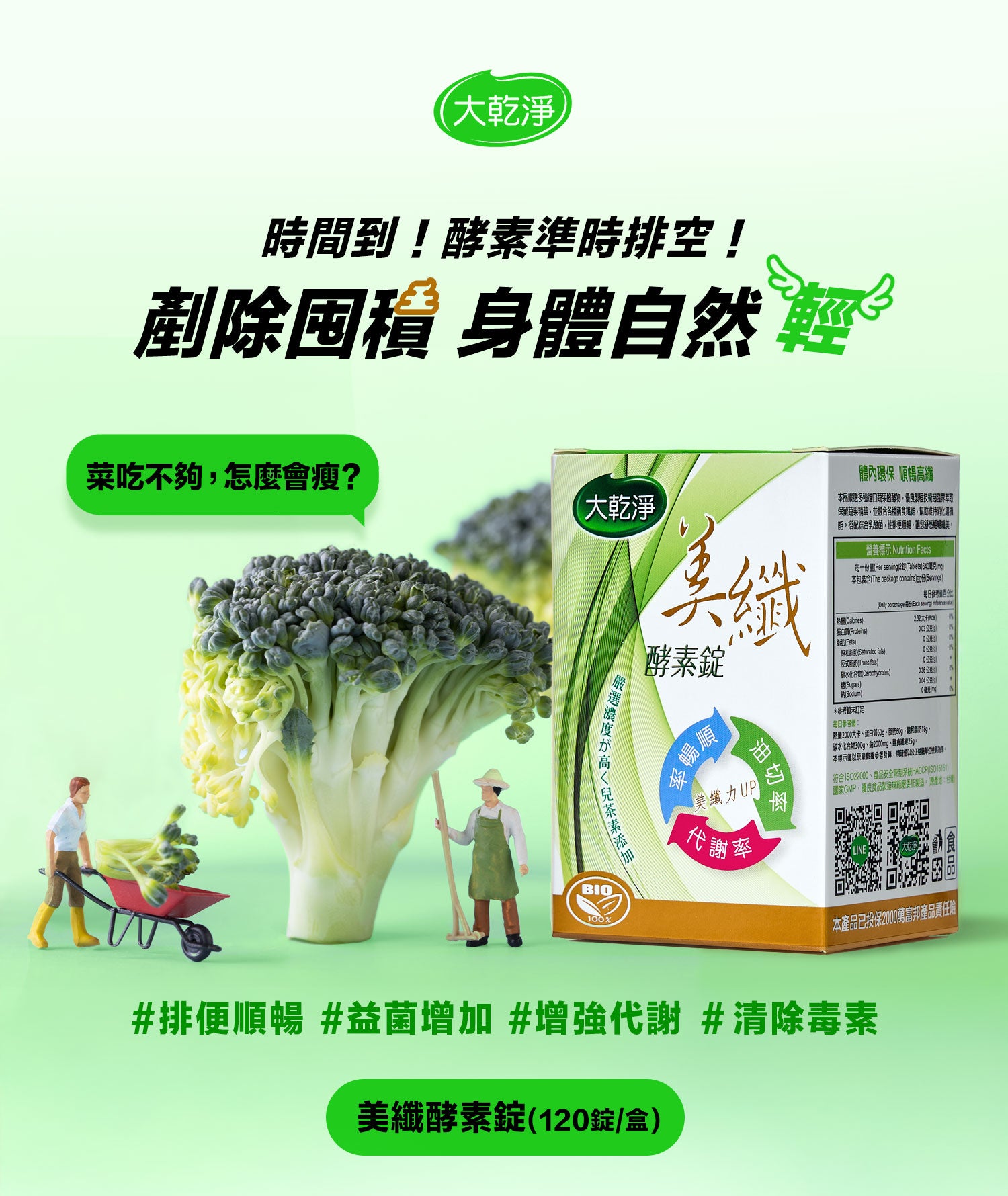 大乾淨 美纖酵素錠 (120錠/瓶)